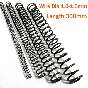 2PCS 300mm Pressure Springs, 65Mn Steel, 1.0/1.2/1.5mm Wire