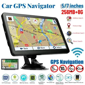 7 HD Car GPS Navigation System with FM Transmitter & Voice Reminder