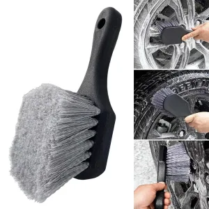 Car Wheel Cleaning Brush - Short Handle Tire & Rim Detail Tool